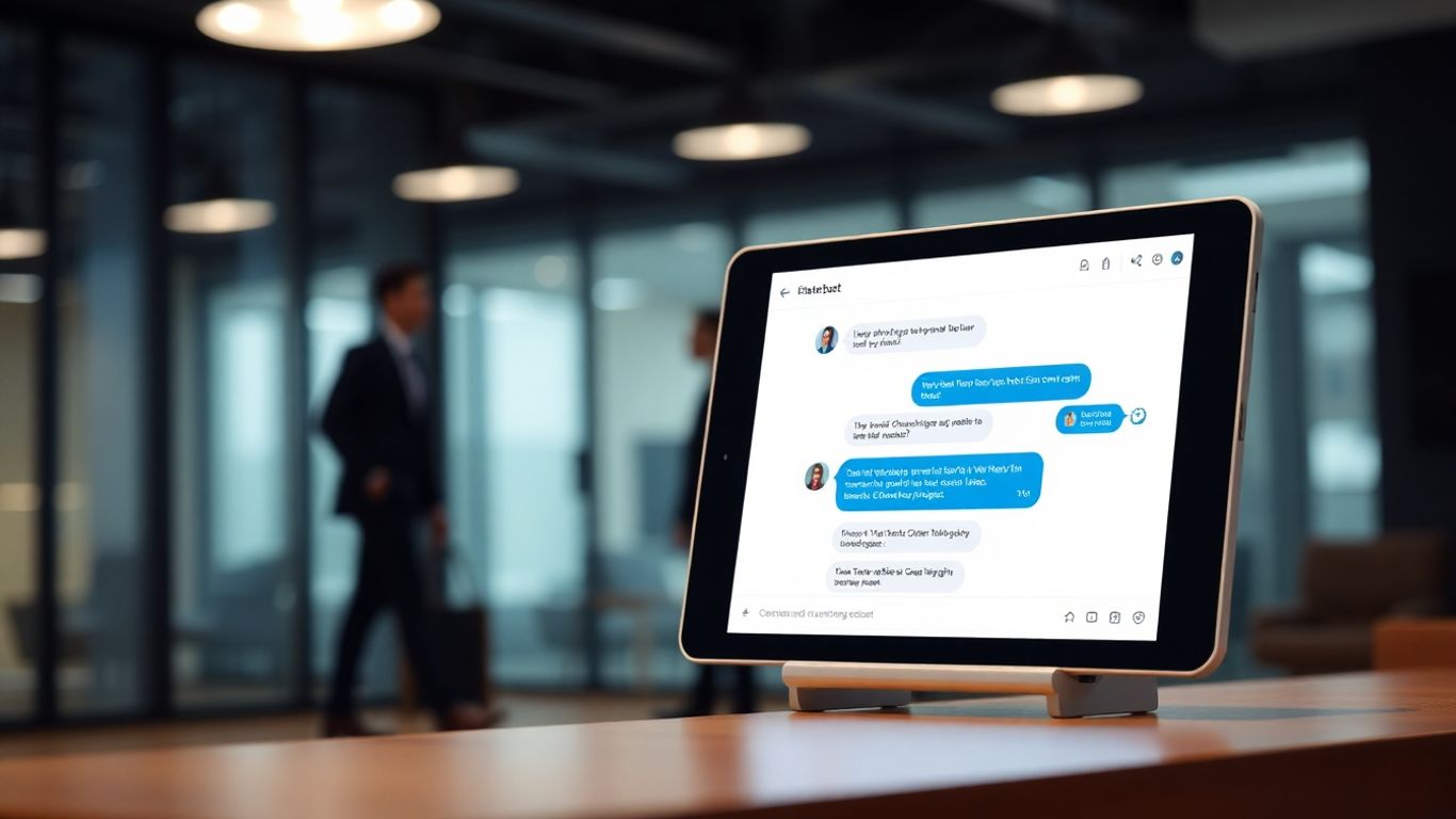 AI chatbot assisting with insurance services in a business setting.