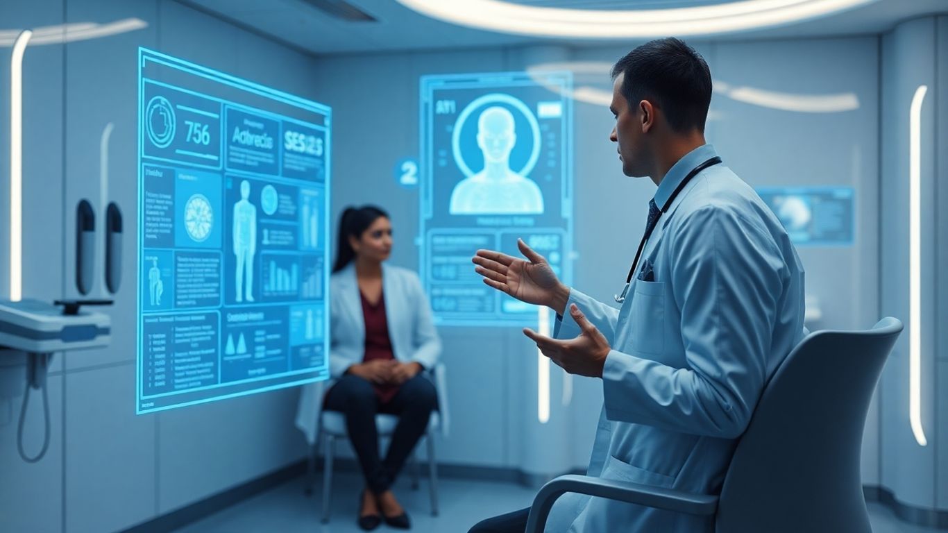 AI healthcare chatbot assisting doctor with patient data