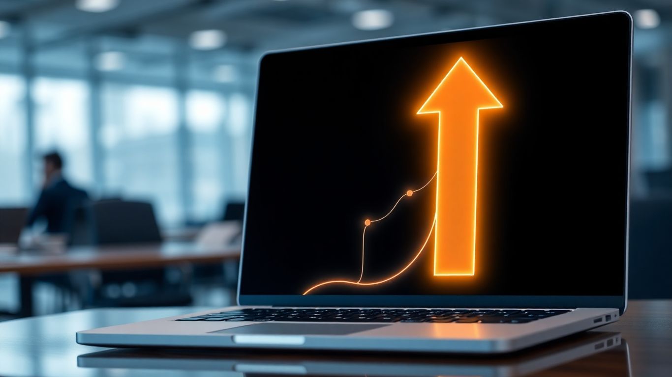 AI chatbot interface with growth arrow