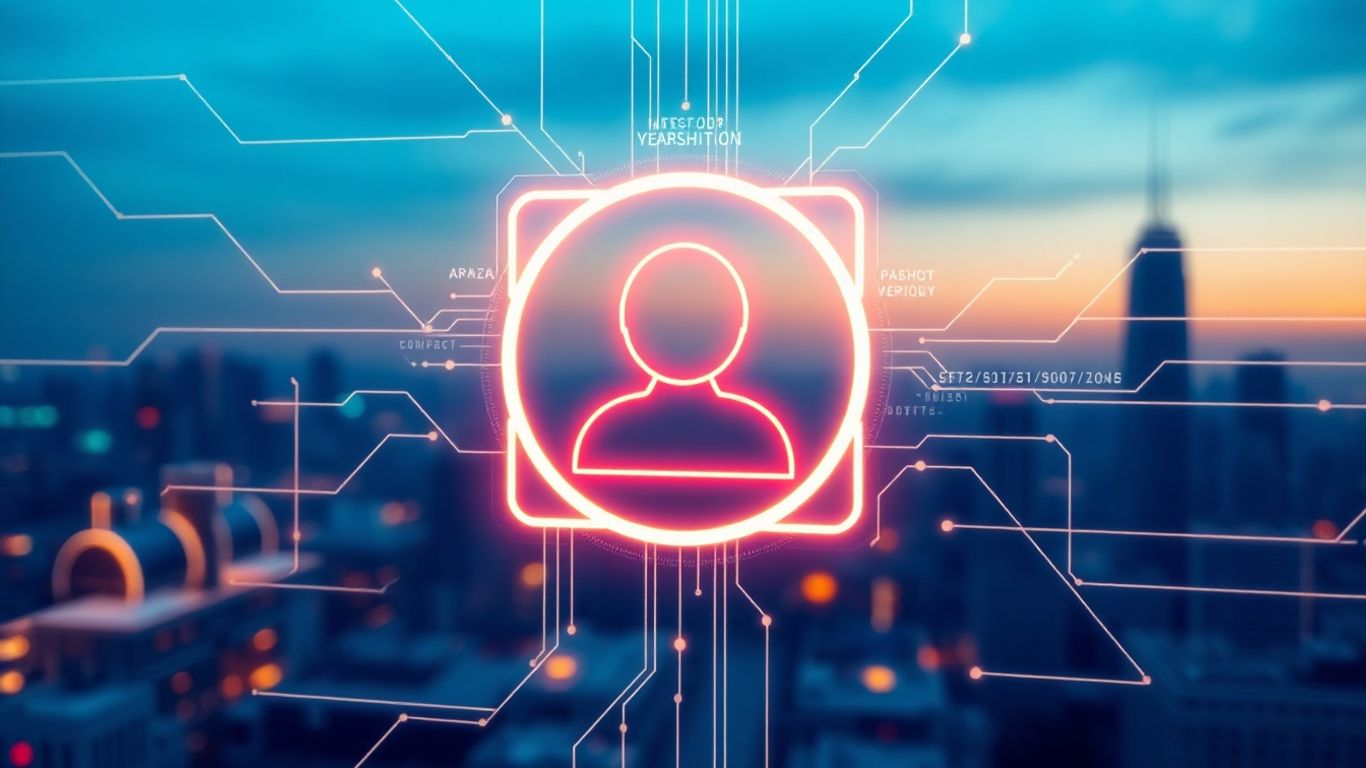 AI chatbot interface interacting with a blurred cityscape.