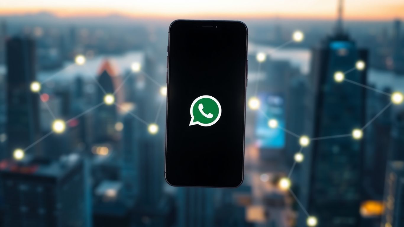WhatsApp chatbot on a smartphone, business growth concept.
