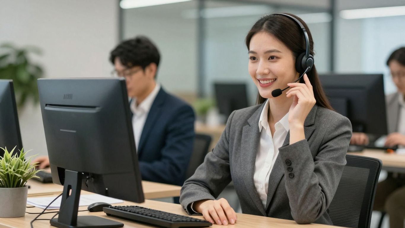Virtual receptionist assisting a business.