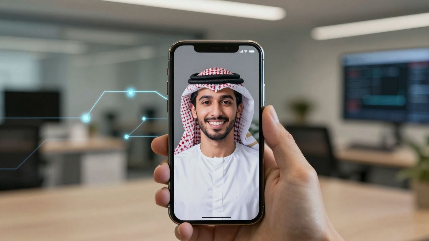 AI phone receptionist on a smartphone screen.