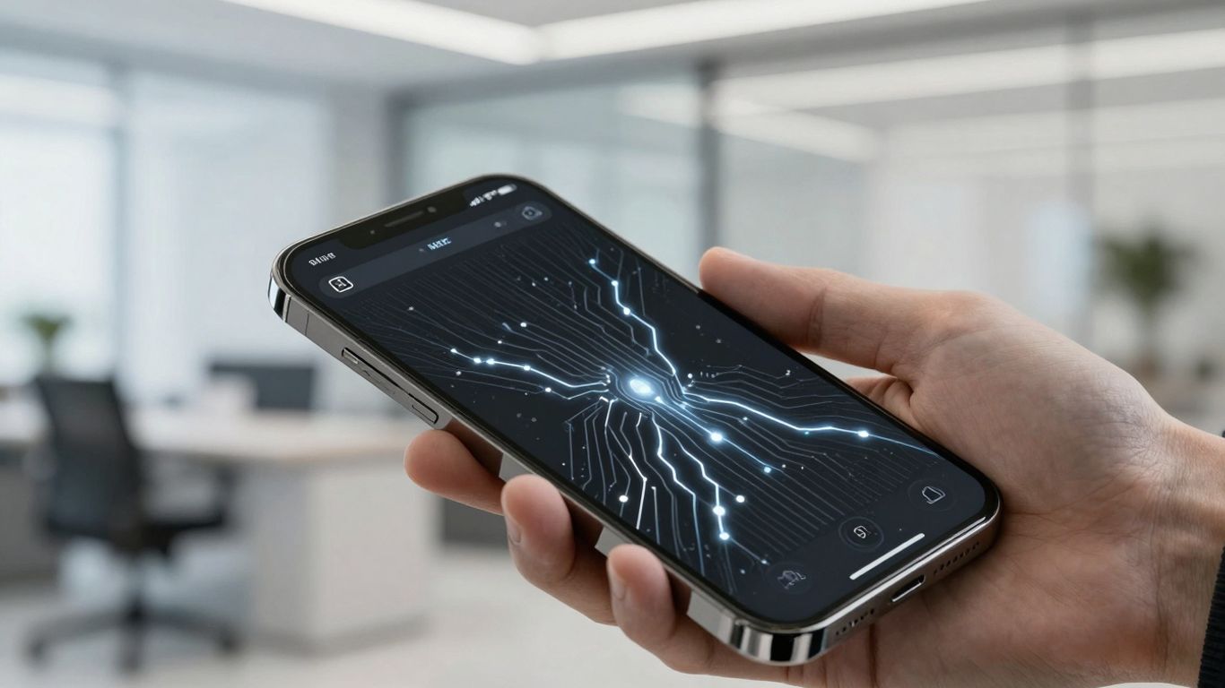 AI phone receptionist interface on a smartphone screen.