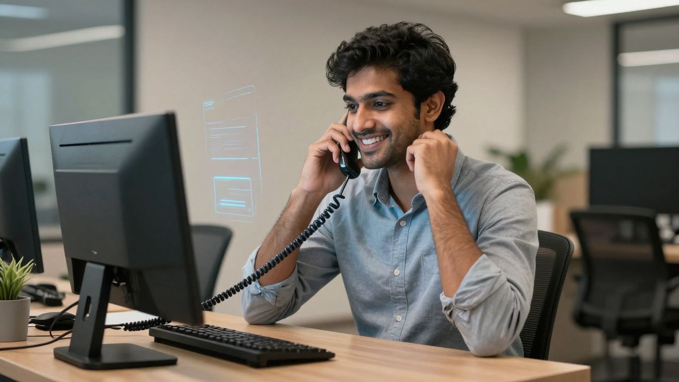 AI phone receptionist assisting a customer 24/7.