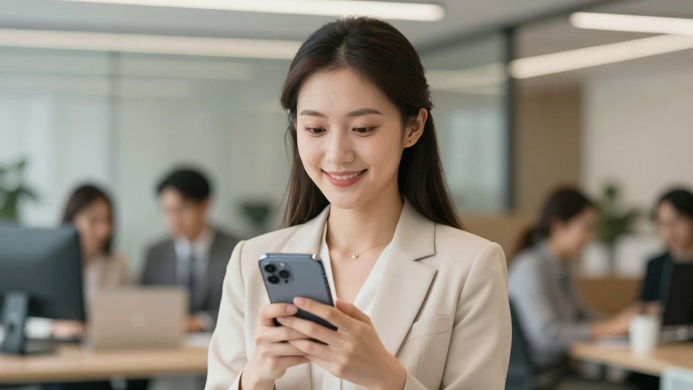 Businesswoman using a smartphone for business calls.