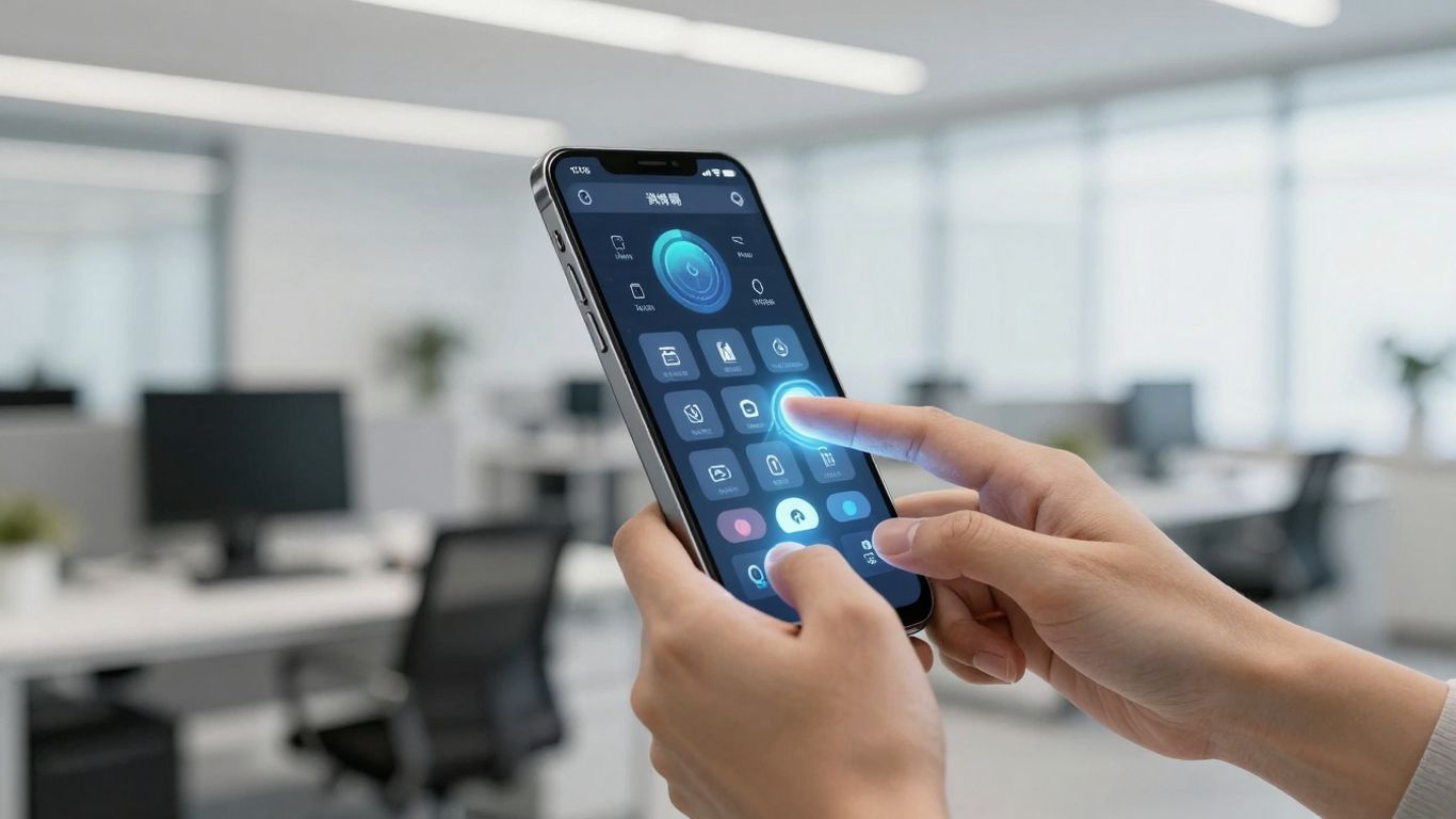 Automated phone system interface on a screen.