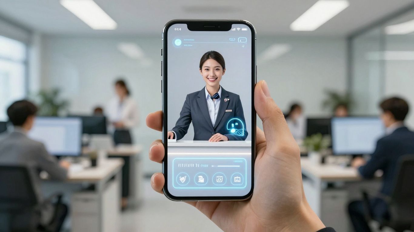 AI phone receptionist interface on a smartphone screen.