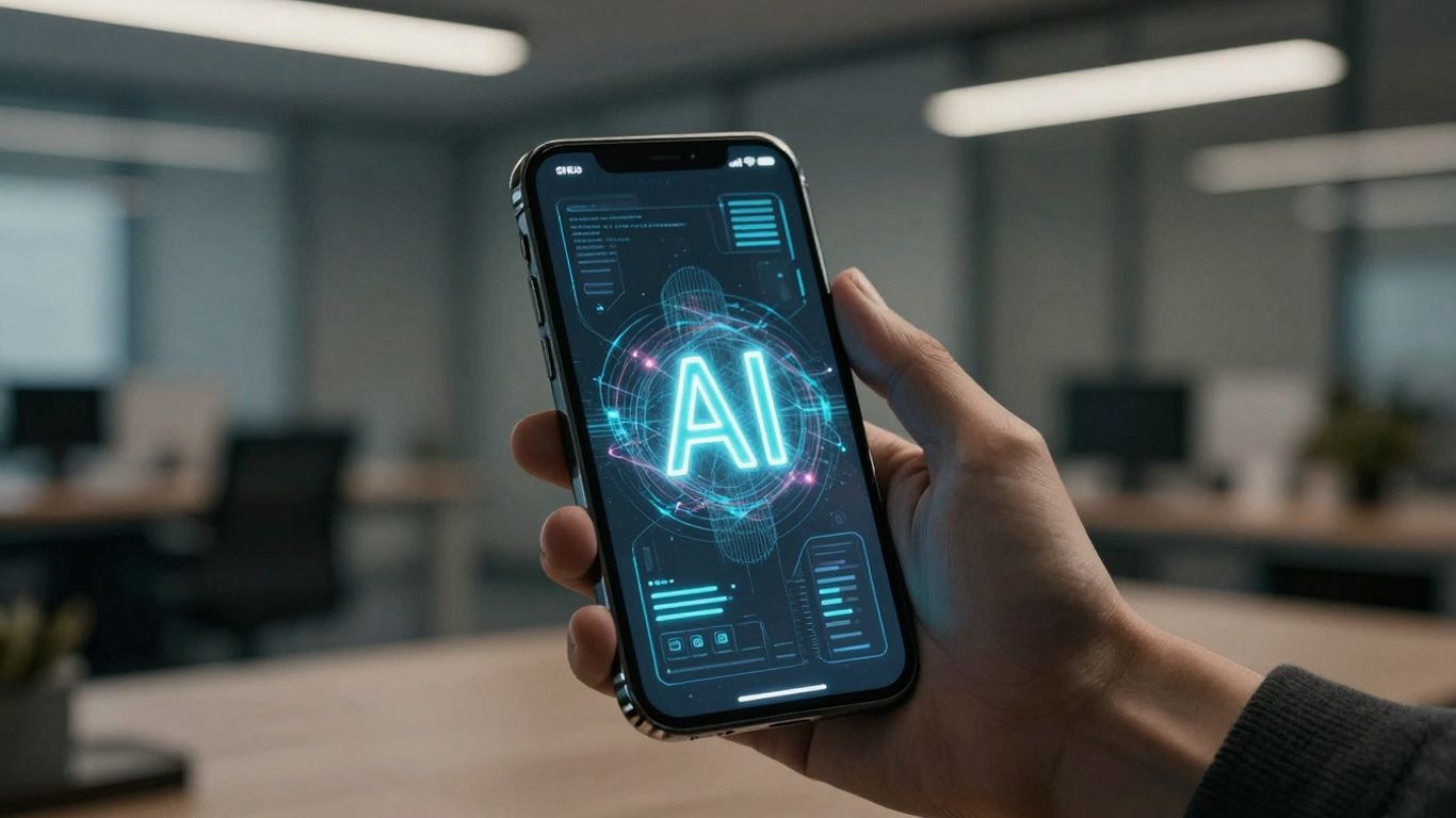 AI phone receptionist interface on a smartphone.