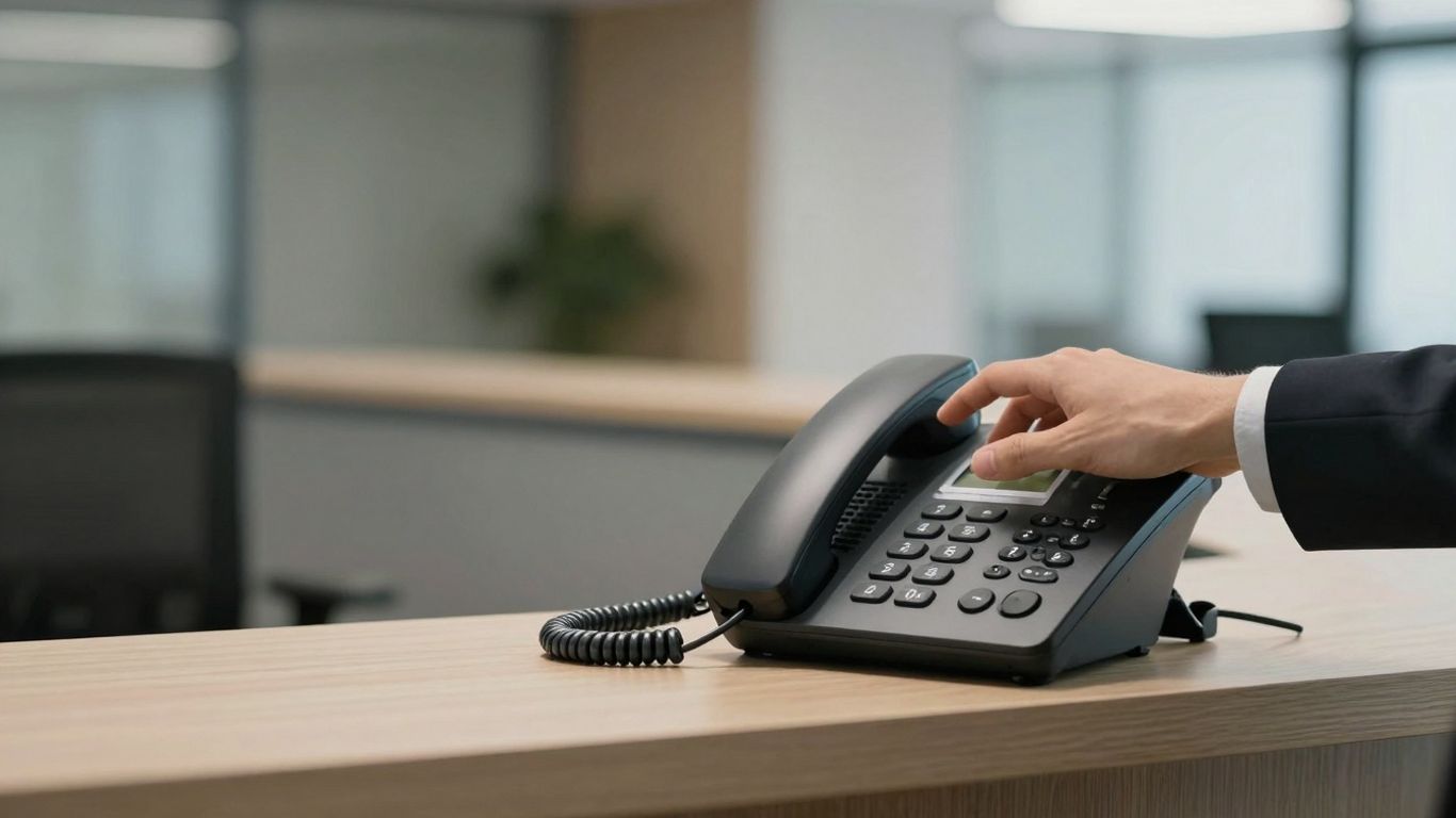 Modern receptionist phone system with call forwarding.