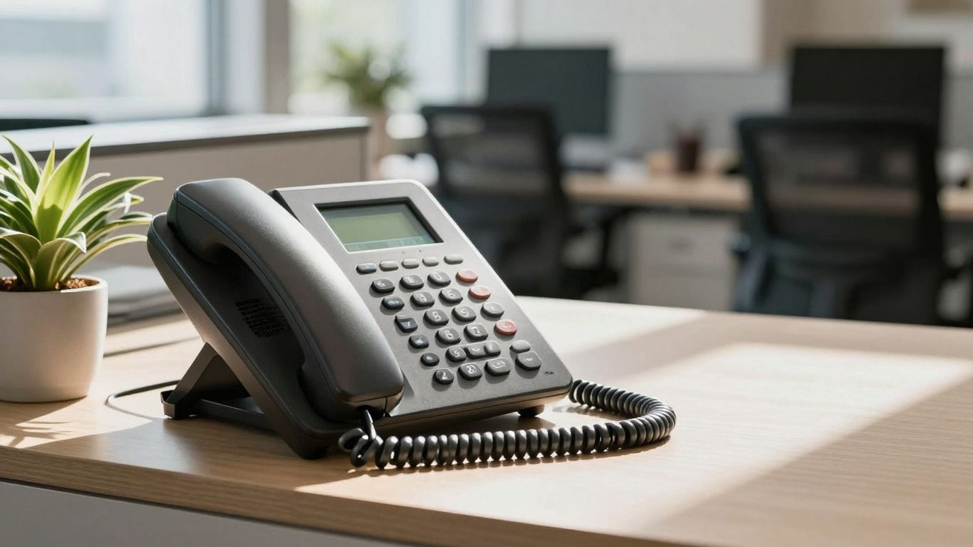 Modern office phone system with local number capability.