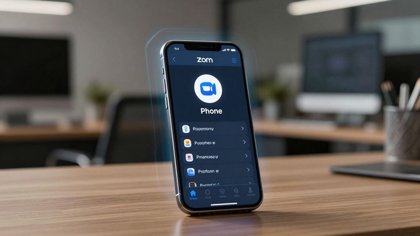 Zoom Phone Auto Receptionist with AI integration on a smartphone.