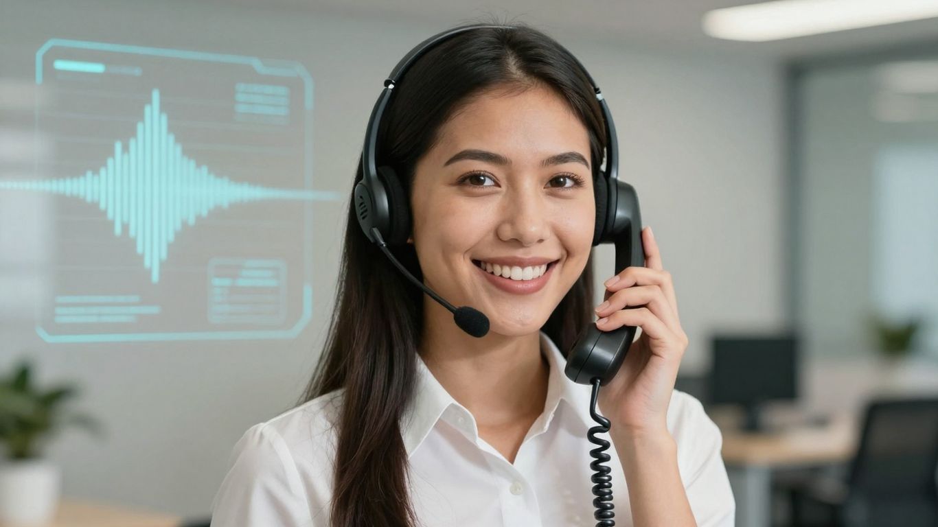 Receptionist with headset and AI interface