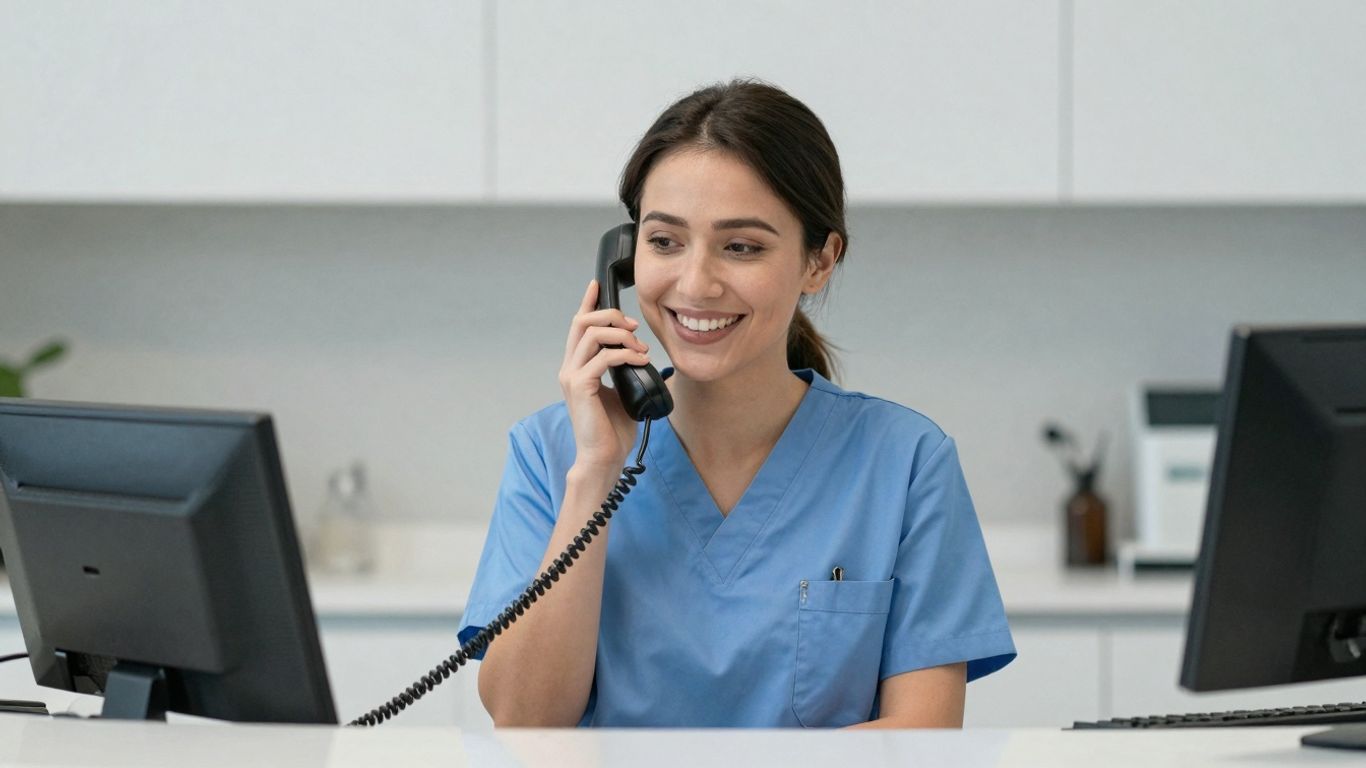 Veterinary receptionist on the phone