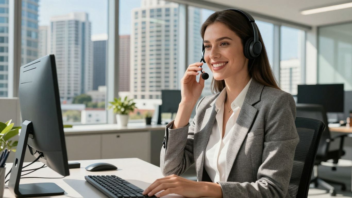 Miami virtual receptionist answering calls professionally.