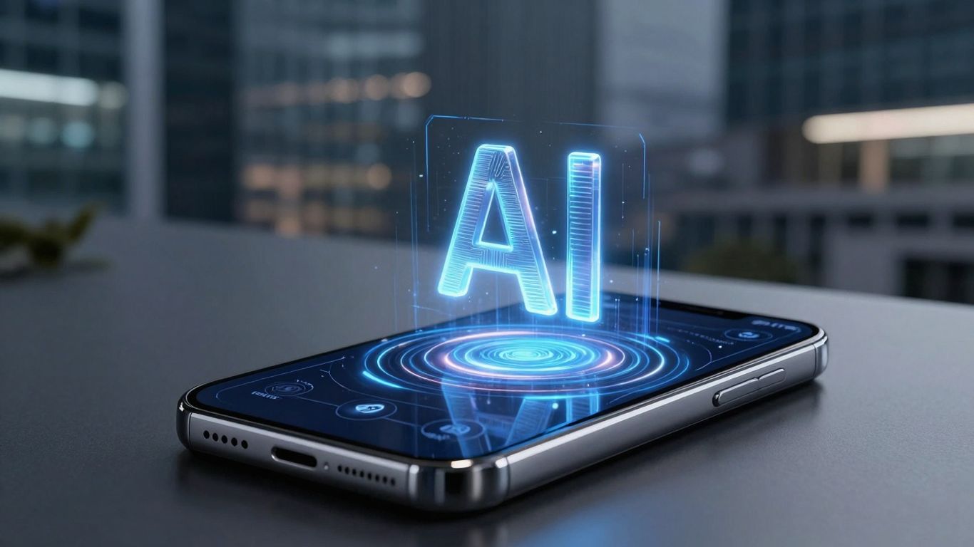 AI phone receptionist interface on a smartphone.