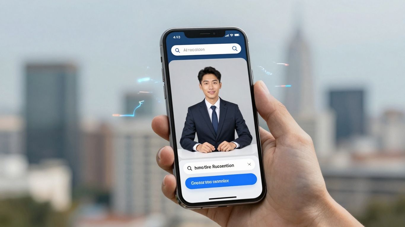 AI receptionist on a smartphone screen.