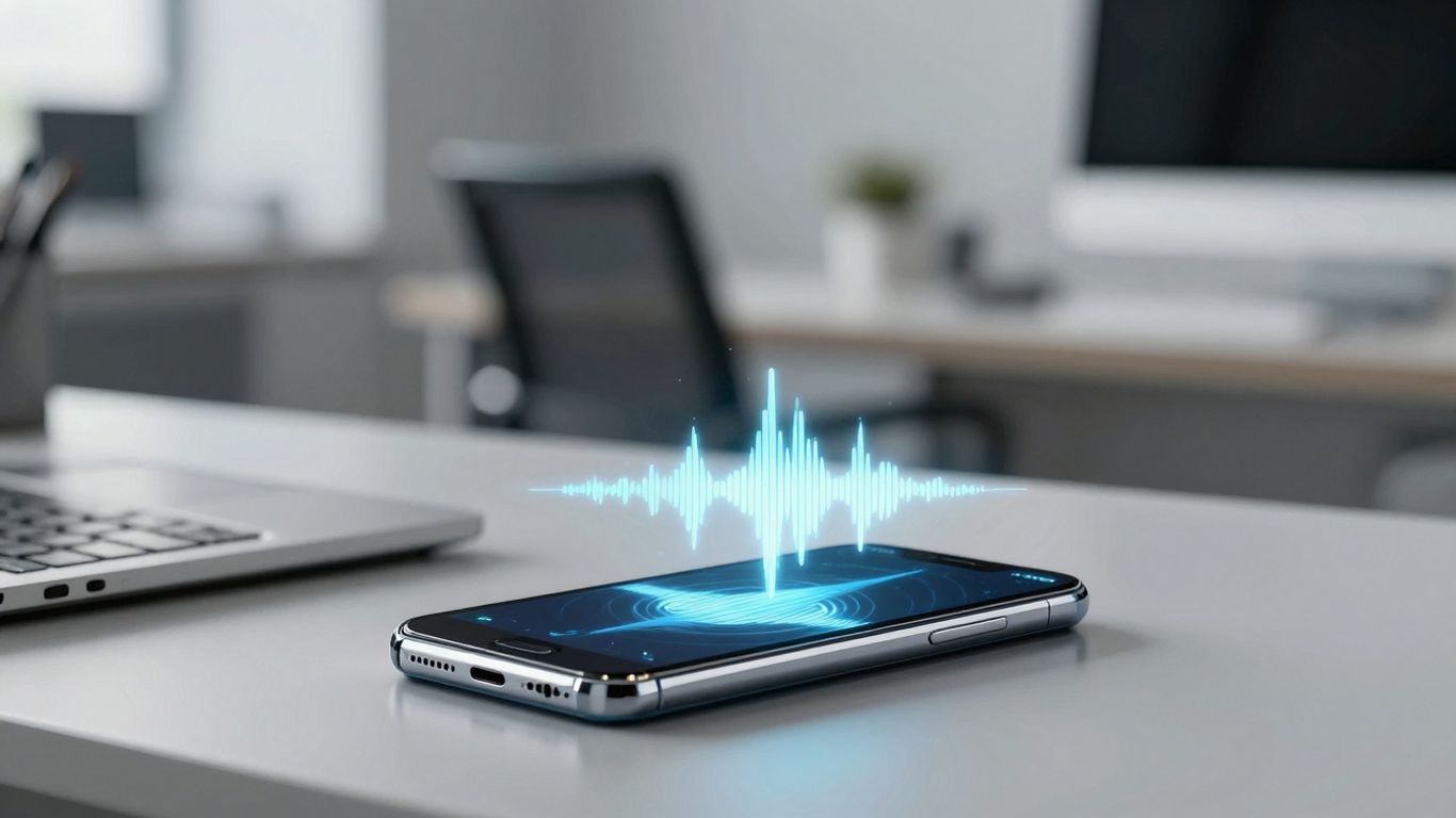 AI receptionist software managing business calls on a smartphone.