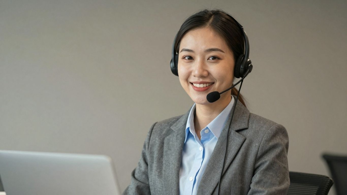 Friendly phone receptionist graphic