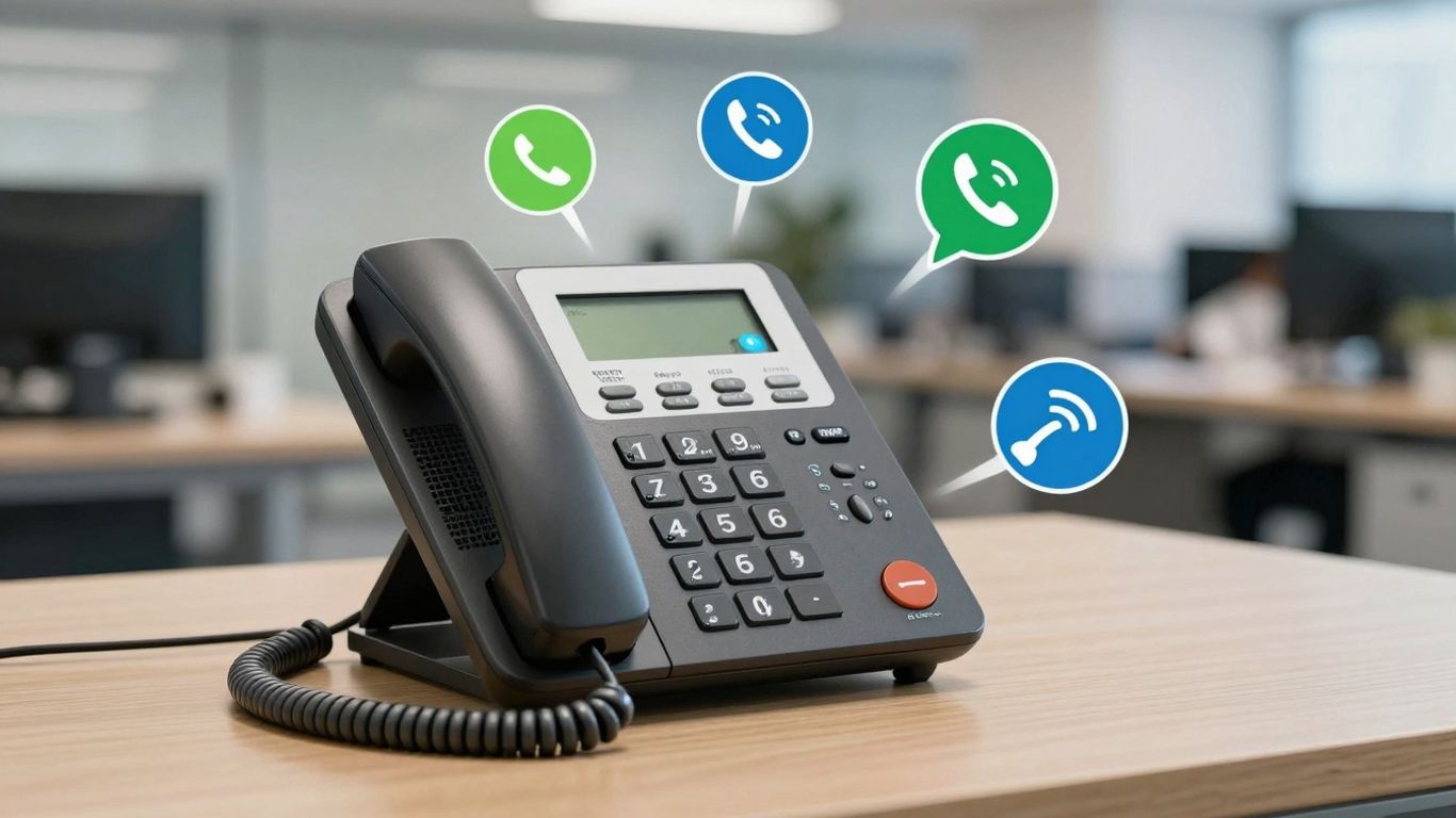 VoIP phone with multiple call icons