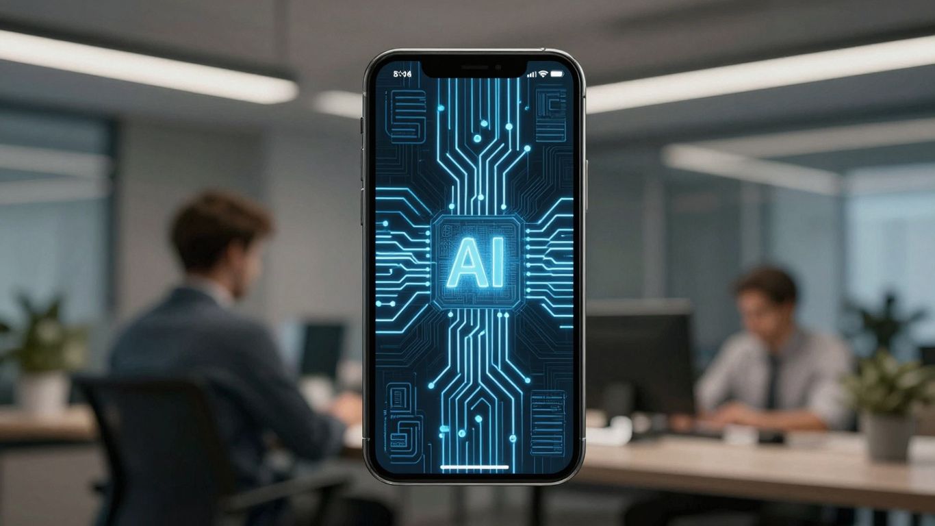 RingCentral AI phone receptionist interface on a smartphone.
