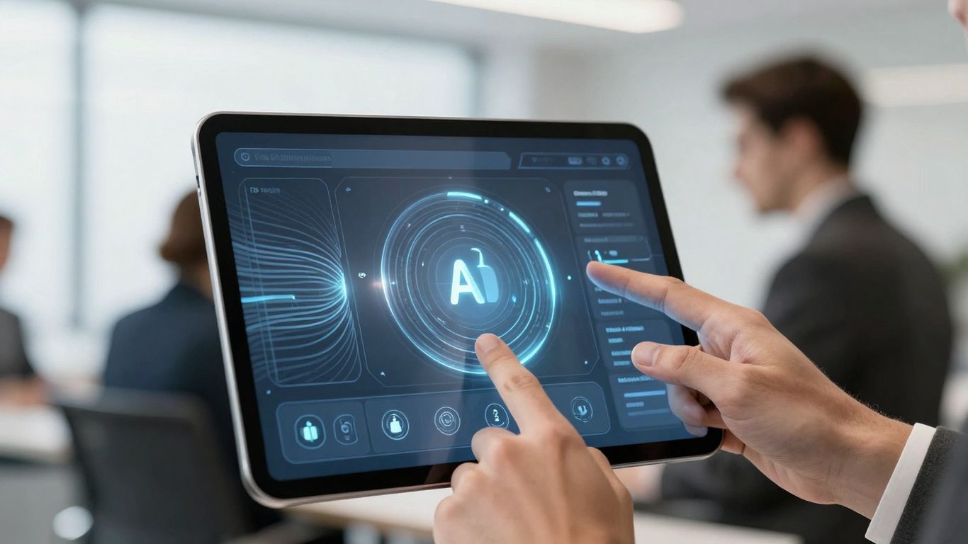 AI phone receptionist interface on a tablet