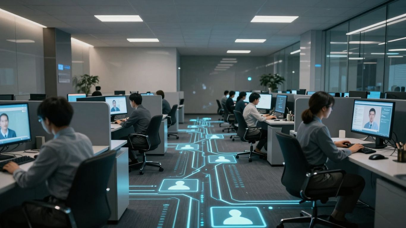 AI routing calls efficiently in a modern call center.