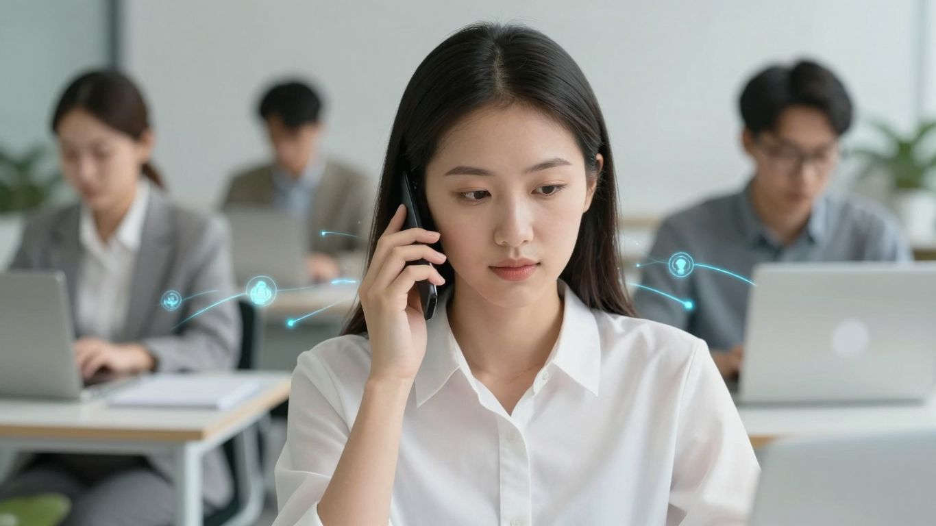 AI call routing connecting agents and customers.