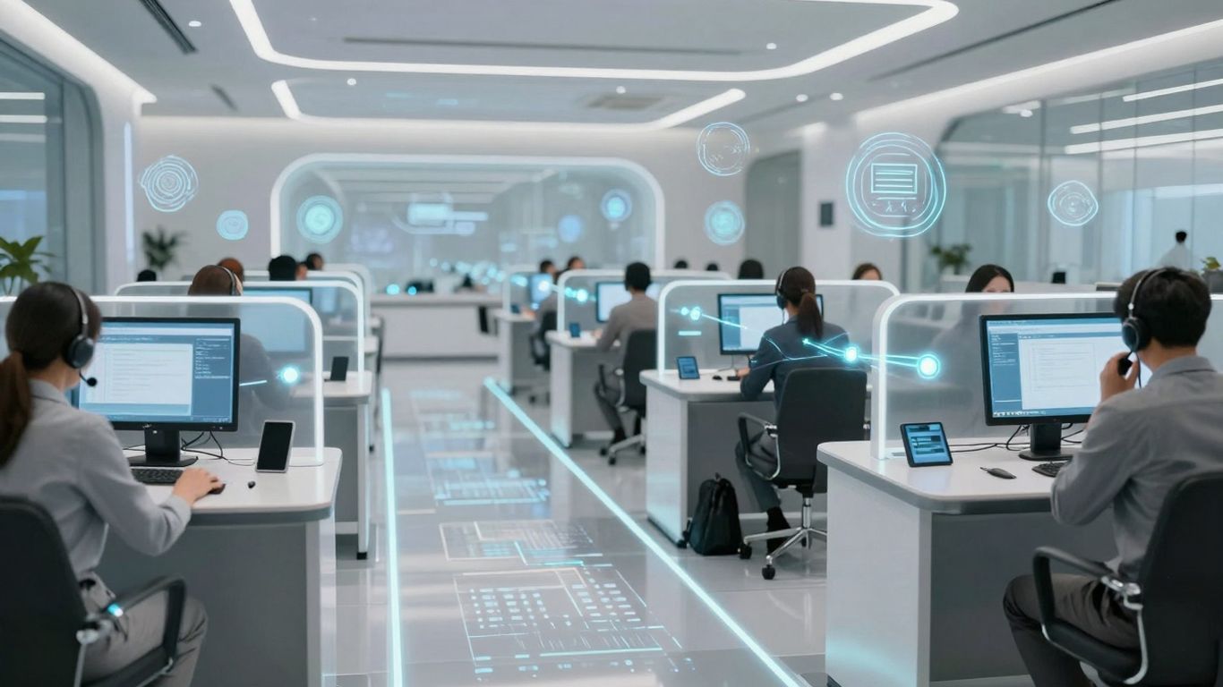 AI call routing connecting callers to agents.