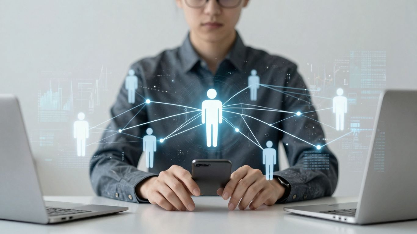 AI call routing interface connecting people and data.