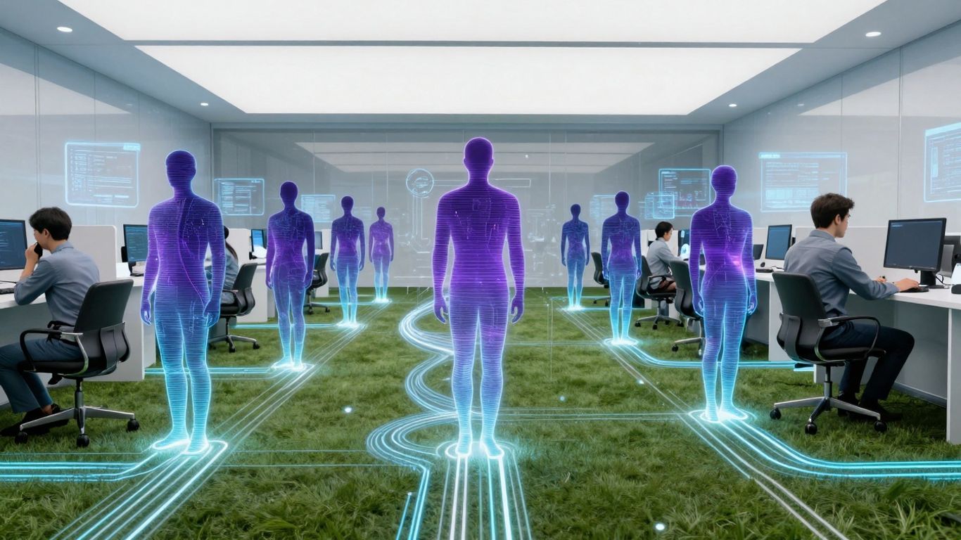 AI call routing connecting customers to agents.