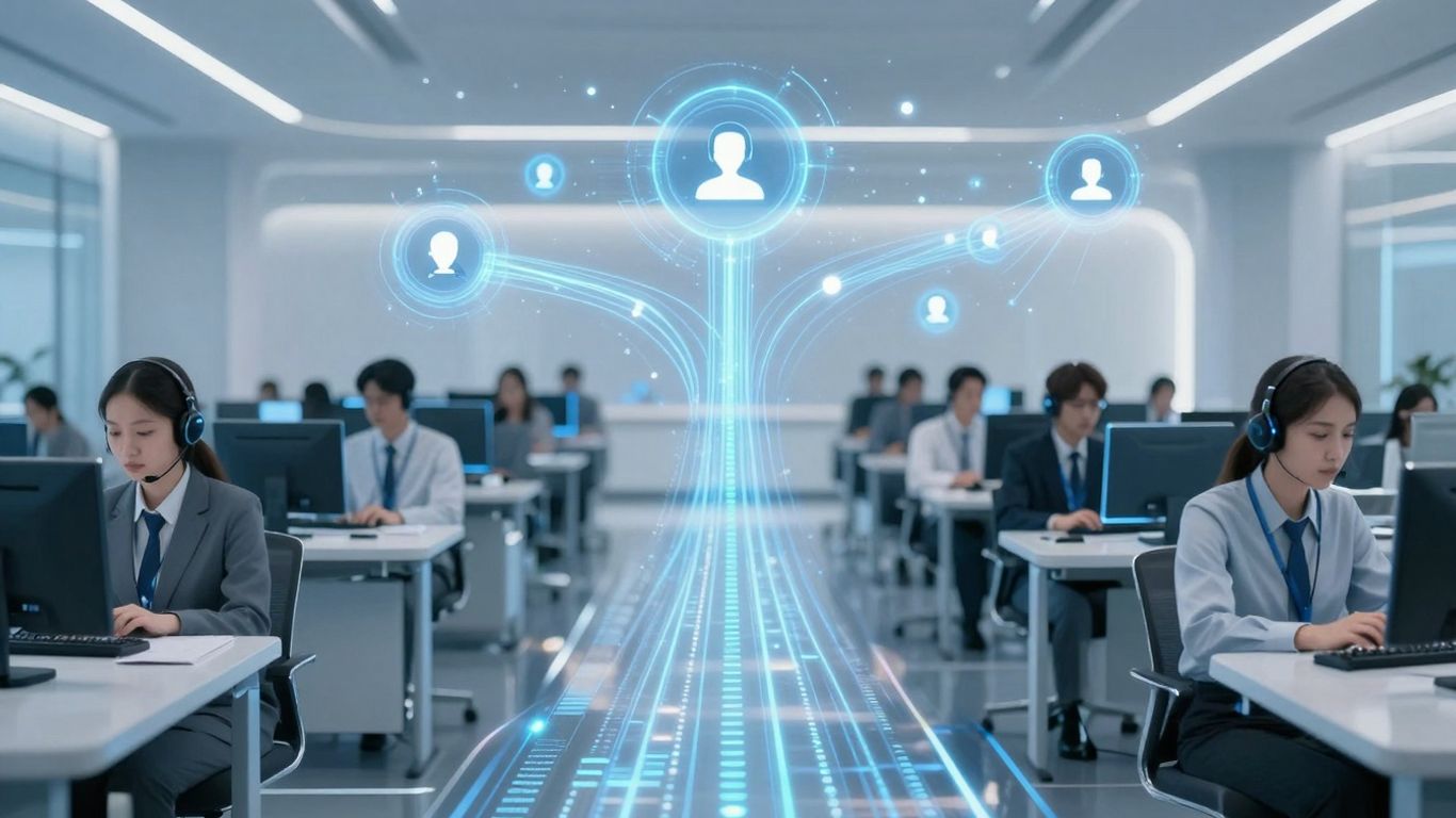 AI call routing in a modern contact center.