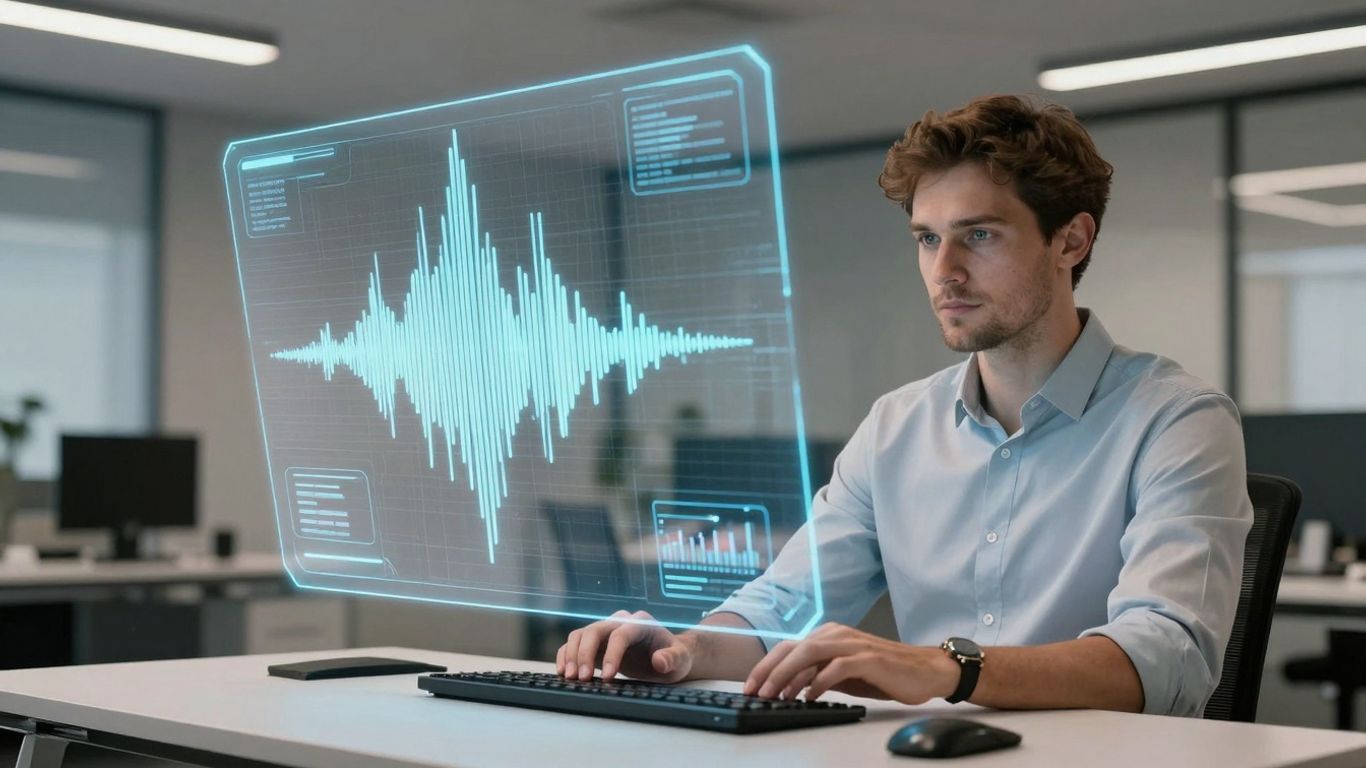 Five9 Intelligent Virtual Agent interface with soundwaves.