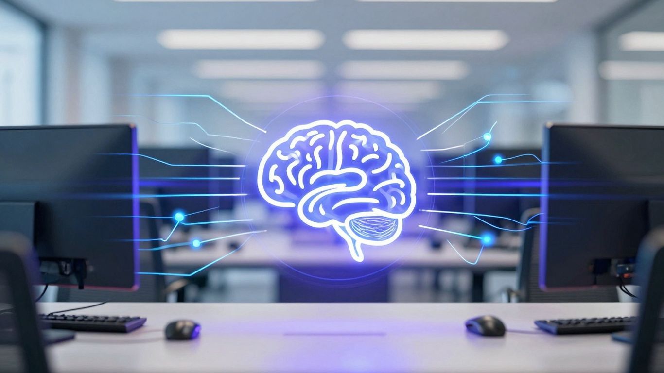 AI call routing technology connecting communication devices.