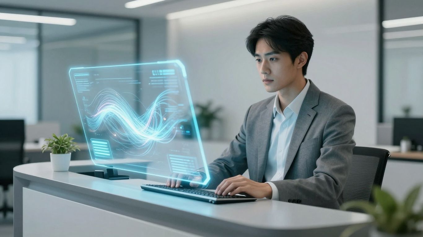 AI receptionist managing business calls with advanced technology.