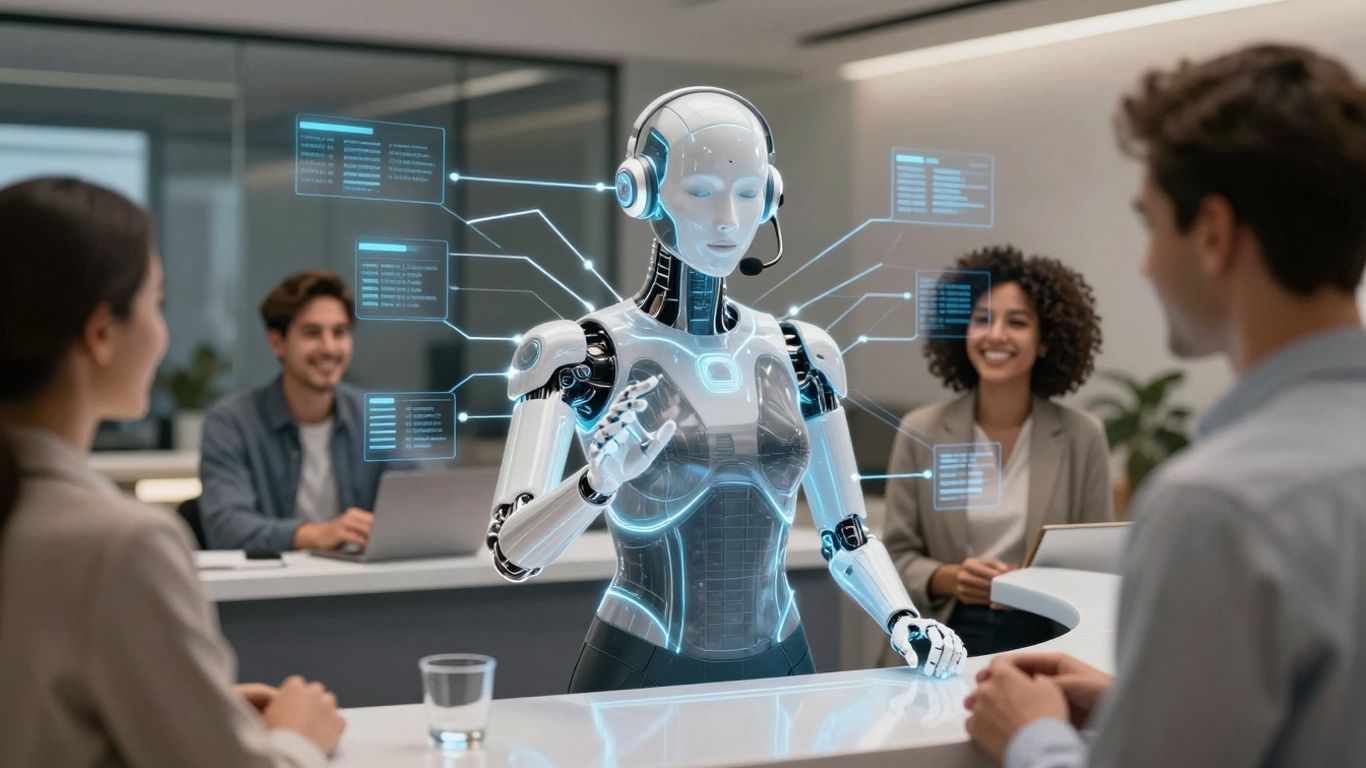 AI receptionist connecting customers with smart call routing.