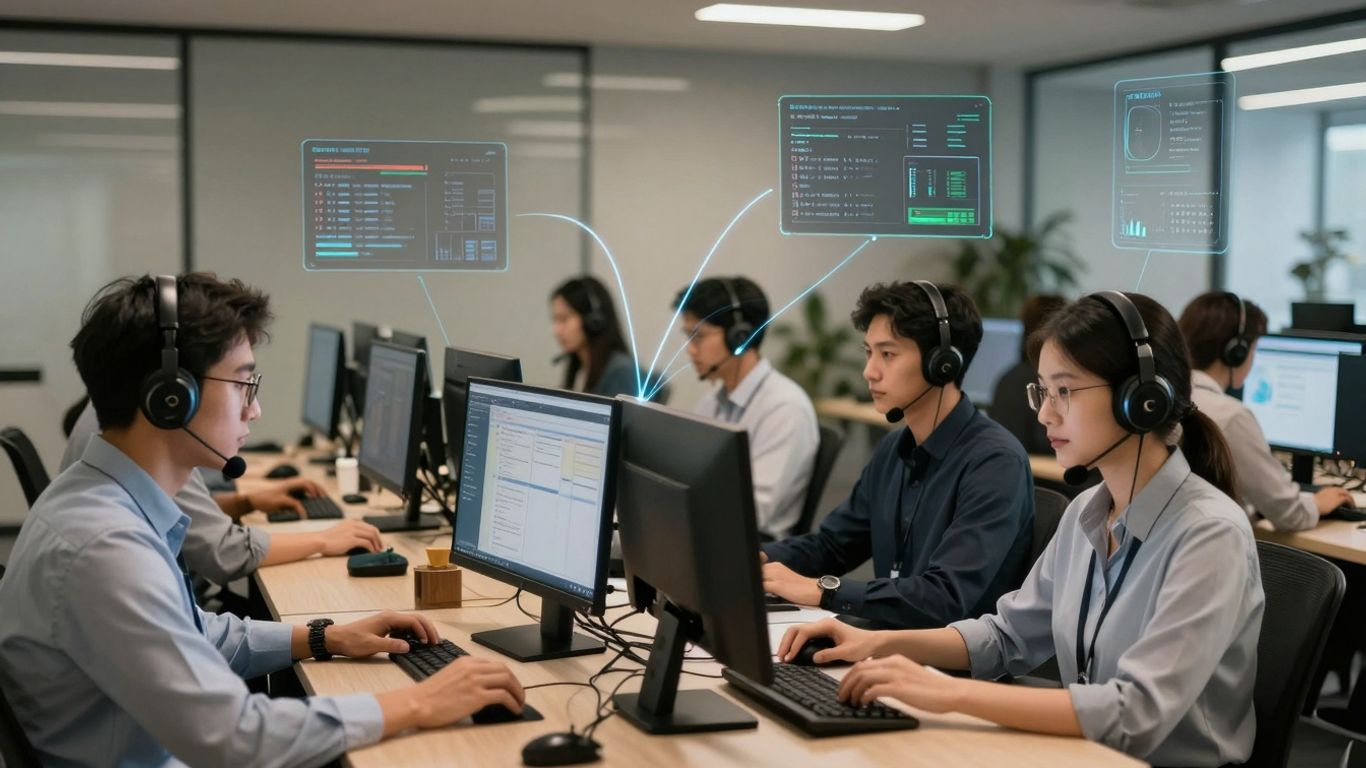 AI optimizing call routing for agents.