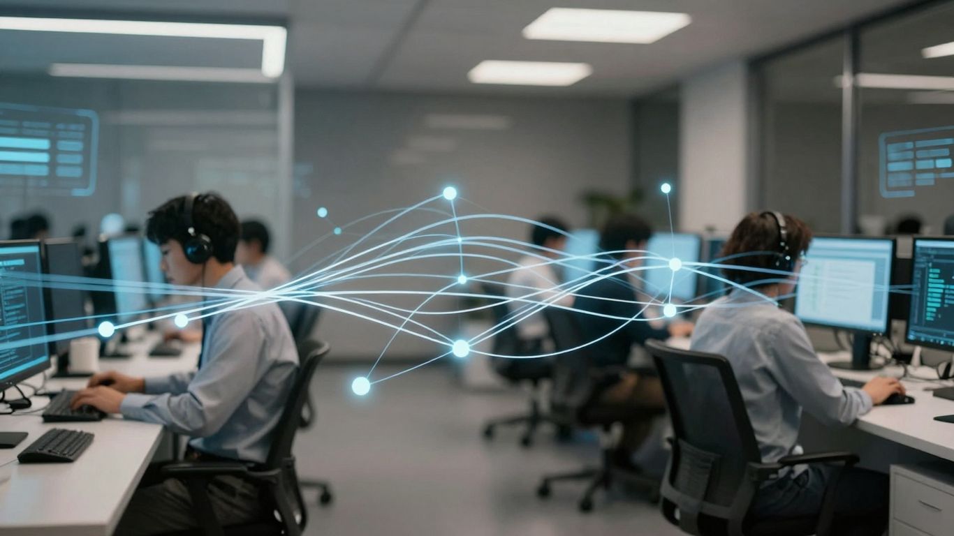 AI call routing optimization abstract visual