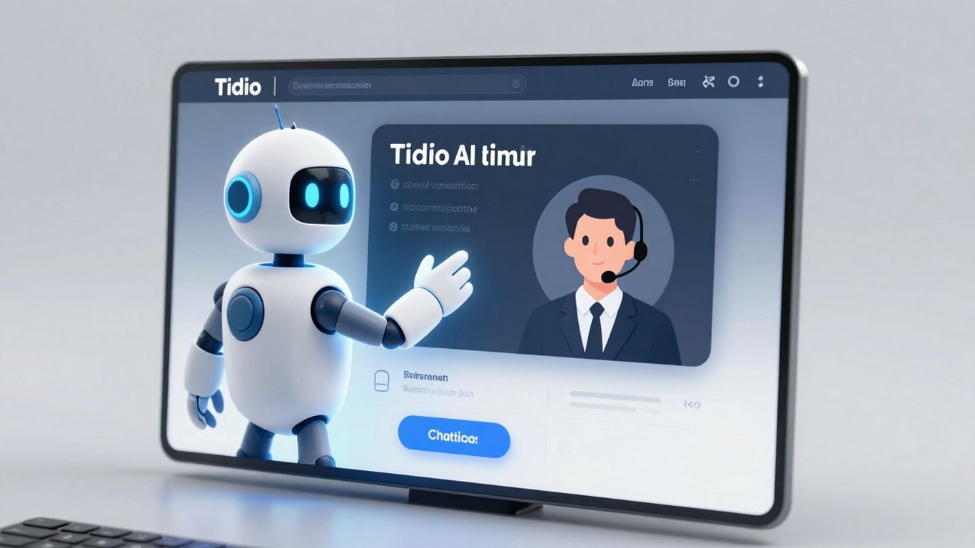 Tidio AI chatbot software interface with robot and avatar.