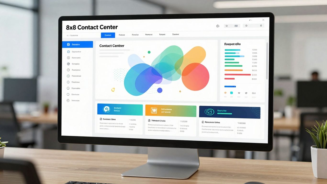 8x8 Contact Center software interface on a computer screen.