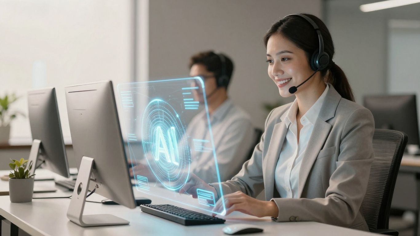 AI interface assisting customer support agent.
