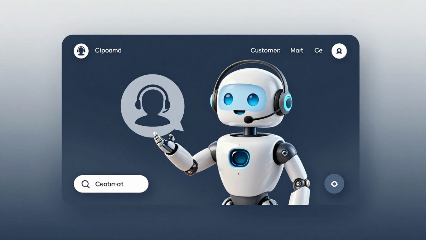 Chatbot interface with robot avatar and headset icon.