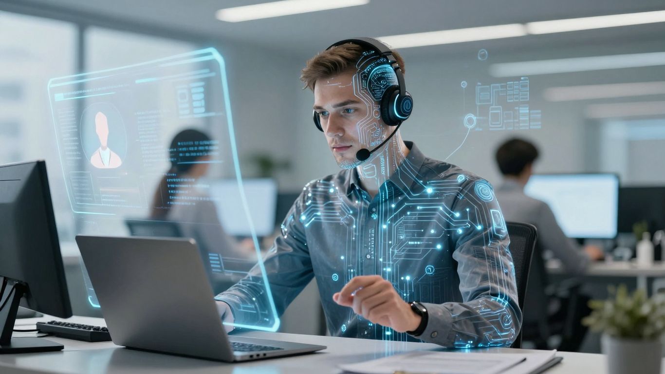 AI video agent assisting in customer support automation.