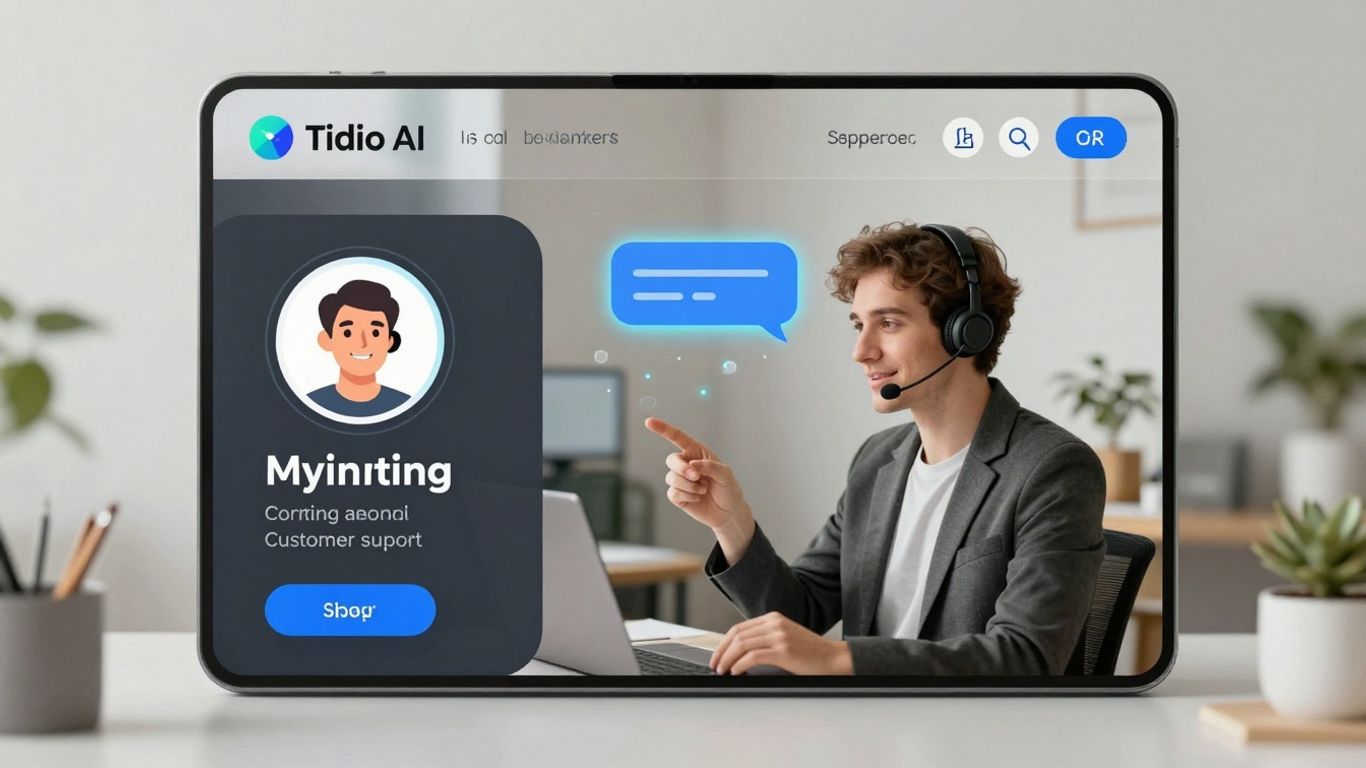 Tidio AI customer support tool interface with chatbot and agent.