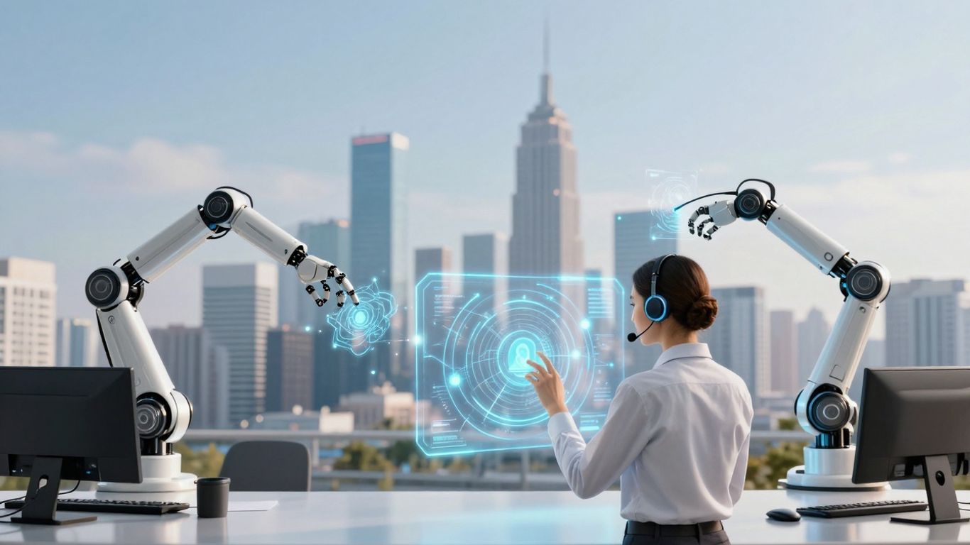 AI automating business with futuristic technology.