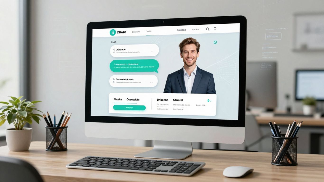 AI chatbot interface on a monitor in an office.