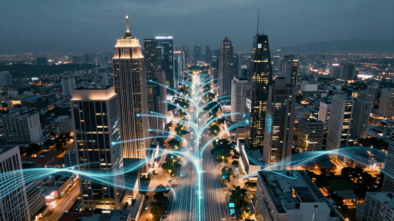 AI interface in a futuristic city