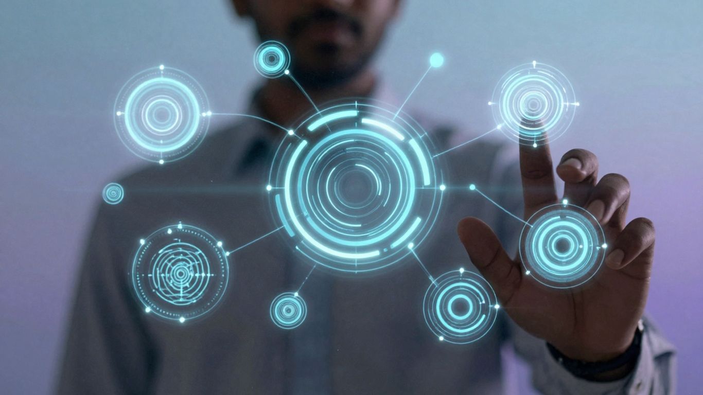 AI interface assisting a person with personalized support.