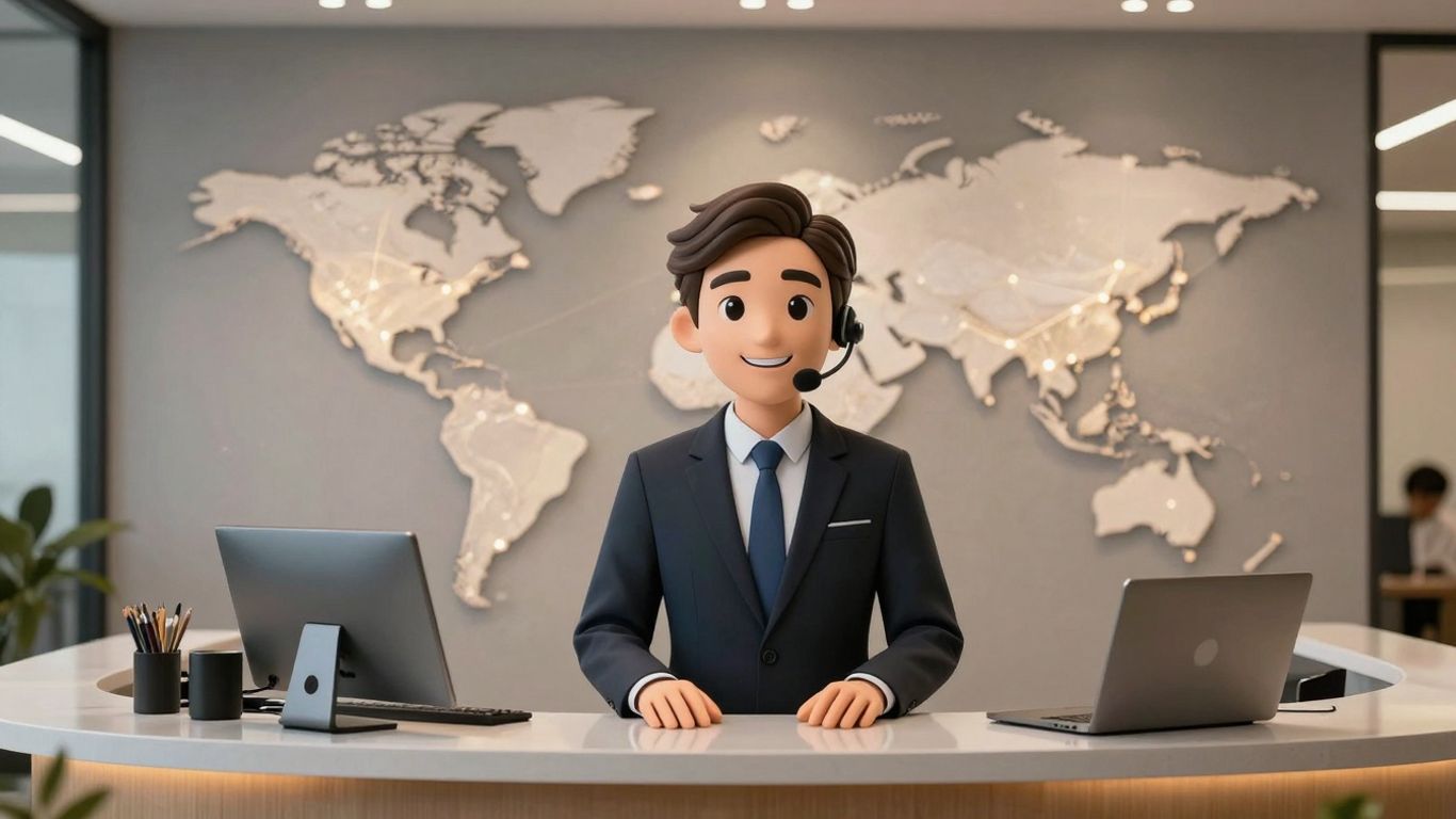 AI receptionist providing 24/7 global customer support.