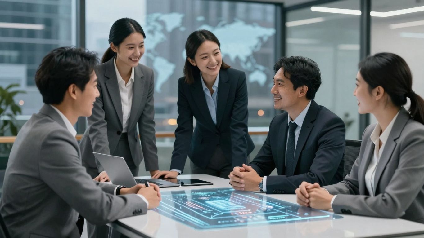 AI receptionist connecting global business communication.
